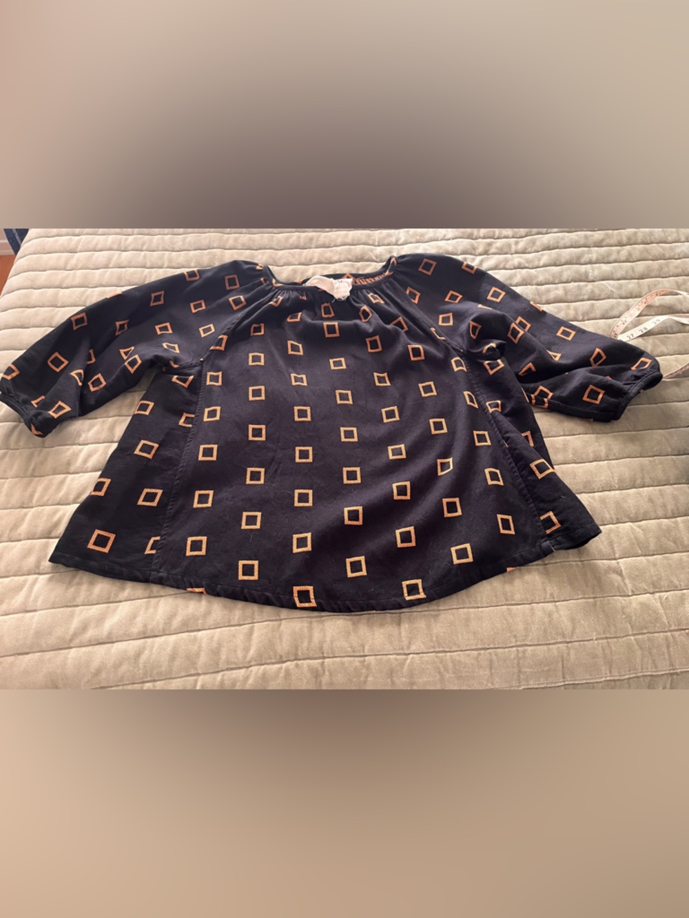 Ace & Jig Black Square Print Blouse with Rust Accents